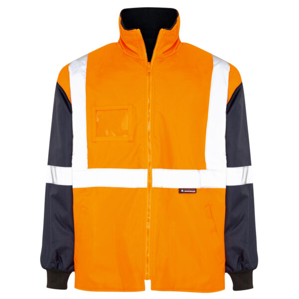 Hi Vis Orange Black 5-in-1 waterproof reflective jacket - outer jacket