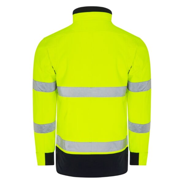 Taped Water Resistant Hi Vis Soft Shell Jacket – Yellow/Navy back view
