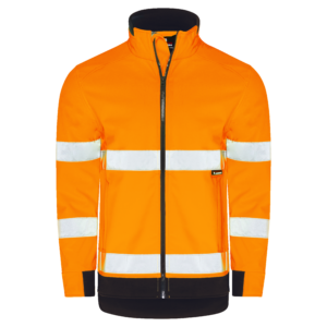 Taped Water Resistant Hi Vis Soft Shell Jacket – Orange/Navy