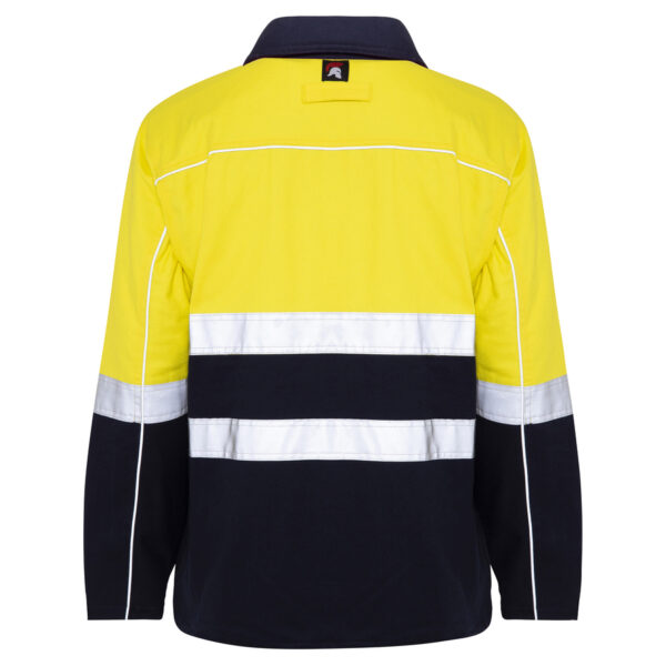 Hi Vis Yellow Navy Cotton Drill Heavyweight Jacket with Reflective Tape