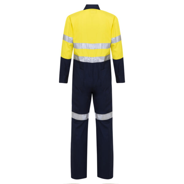Yellow Navy Hi Vis Cool Cotton Drill Overalls with Reflective Tape