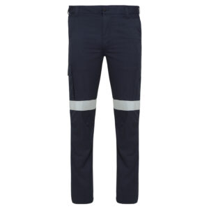 Navy Blue Inherent HRC2 FR Cargo Pants with Reflective Tape around the legs - front