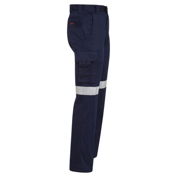 Navy Blue Premium Ripstop Cargo Work Pants with reflective tape - side view