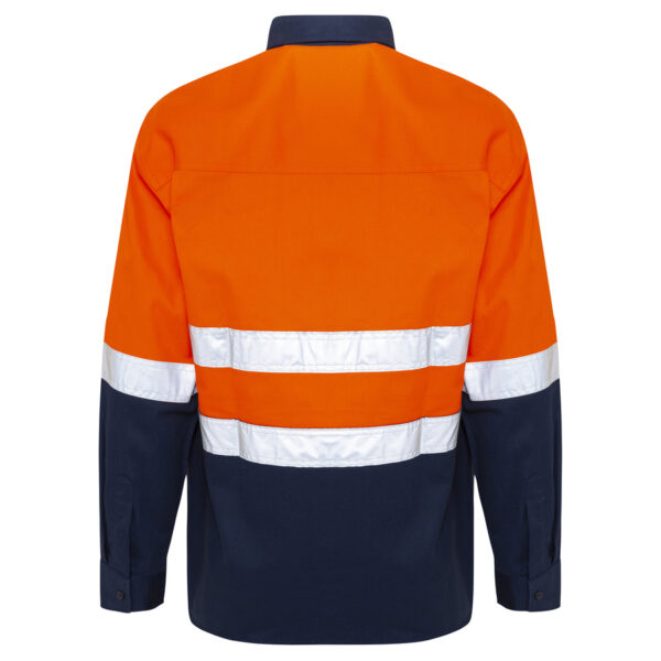 Hi Vis Orange Navy Closed Front Work Shirt with reflective Tape