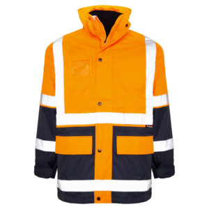 Hi Vis Waterproof Jacket Taped - Orange/Navy