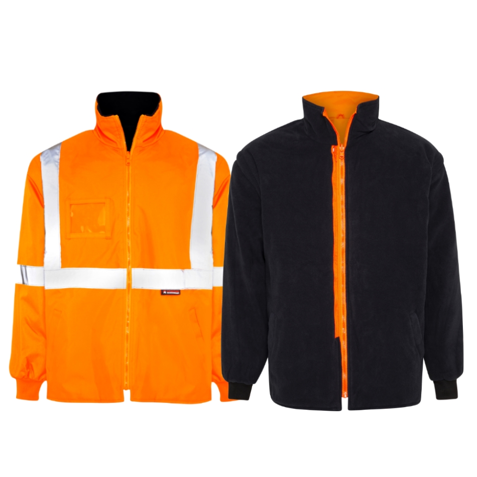 Taped Hi Vis Waterproof 5 In 1 Vic Rail Jacket - Orange