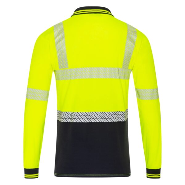 Taped Micro Mesh Long Sleeve Hi Vis Polo - Yellow/Navy